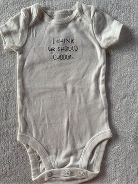 Carter's Cream Short-Sleeve One-Piece with 'I Think We Should Cuddle' Text